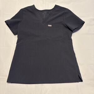 FIGS Technical Collection Women’s Scrub Top XS Charcoal Gray V-Neck Medical NWOT